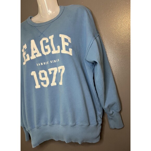 American Eagle Sweatshirt Womens XS Blue Eagle 1977 Graphic Crewneck Pullover - Picture 3 of 7